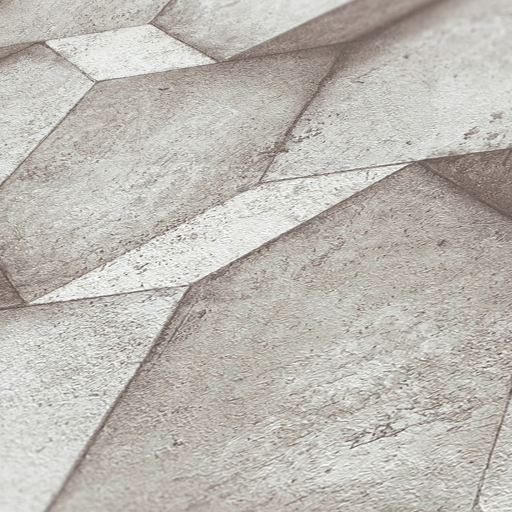             Carta da parati 3D greige con design effetto cemento - grigio, beige
        