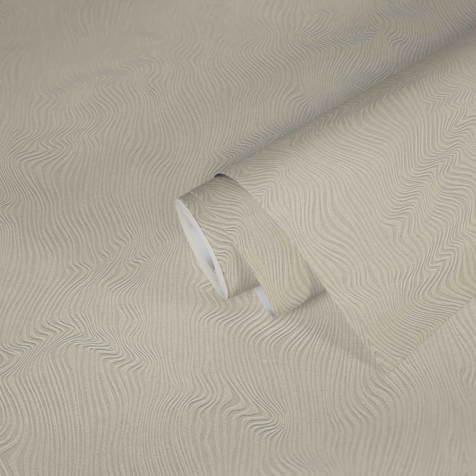             Plain wallpaper with organic line pattern - beige
        