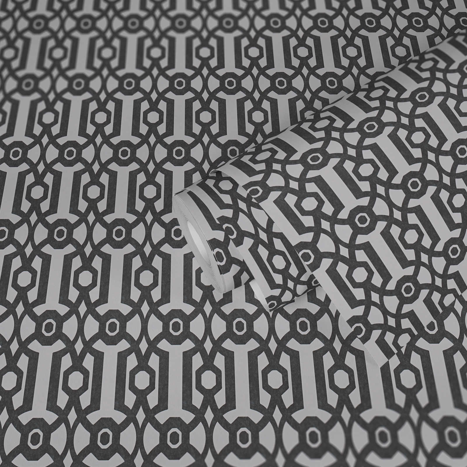             Papel pintado no tejido con patrón gráfico moderno - negro, blanco
        