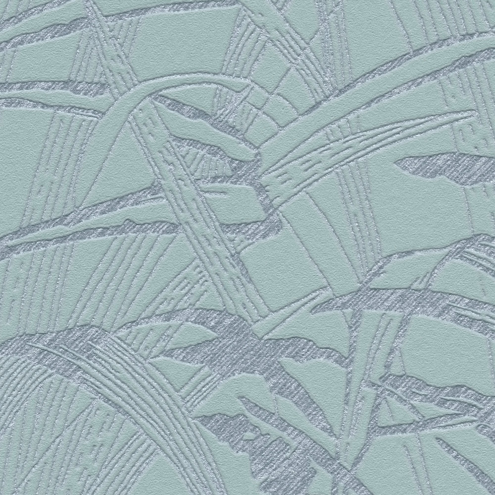             Papel pintado Leaves diseño metálico - azul, metálico
        