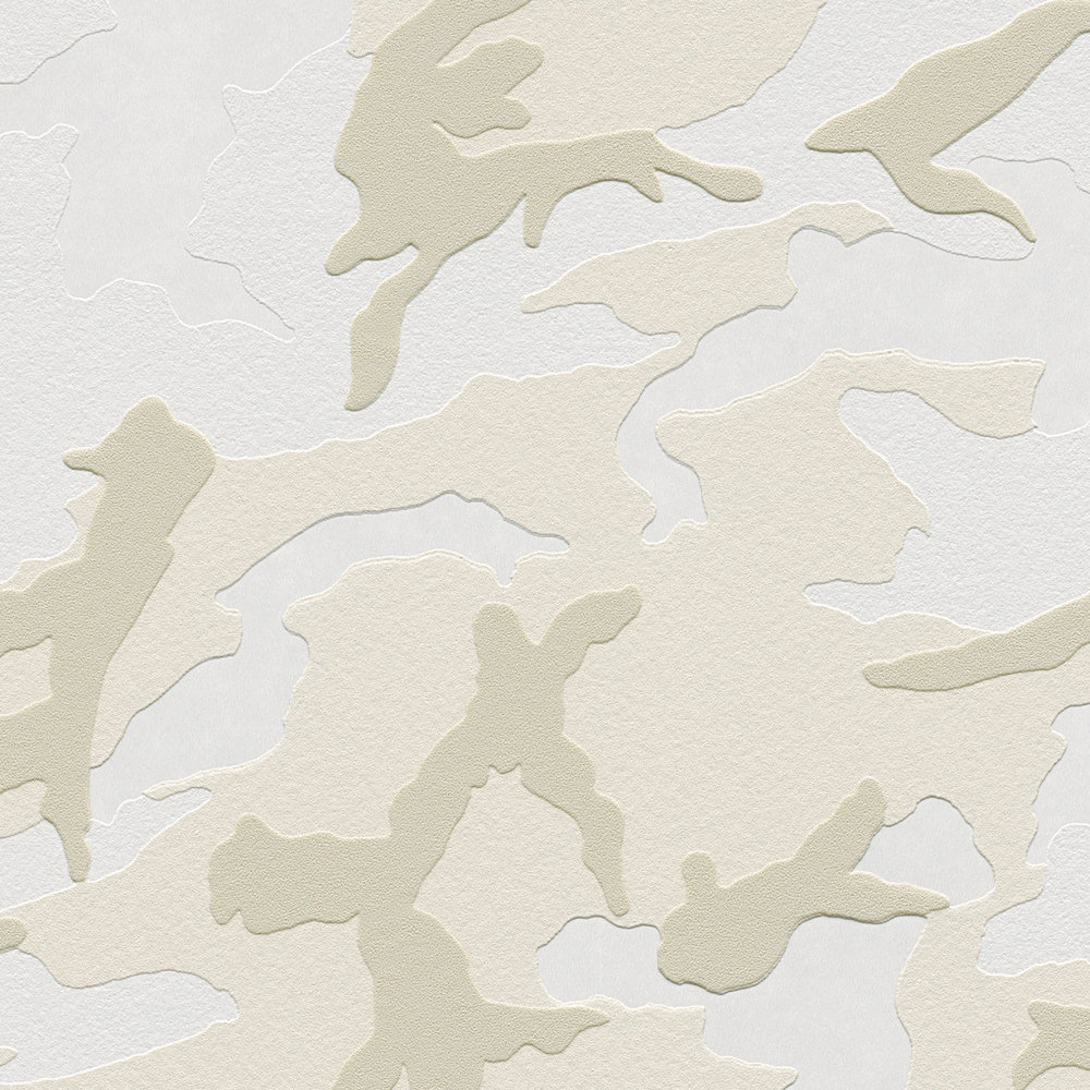            Camouflage patroon behang sneeuw, camouflage vliesbehang - grijs, crème
        