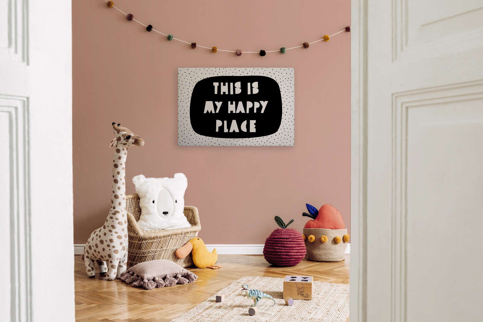             Canvas for children's room with lettering "This is my happy place" - 90 cm x 60 cm
        