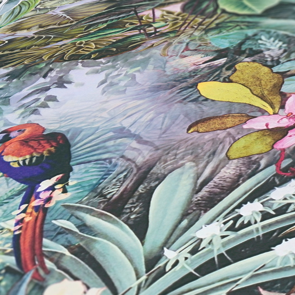             Jungle wallpaper animals & plants in watercolour look
        