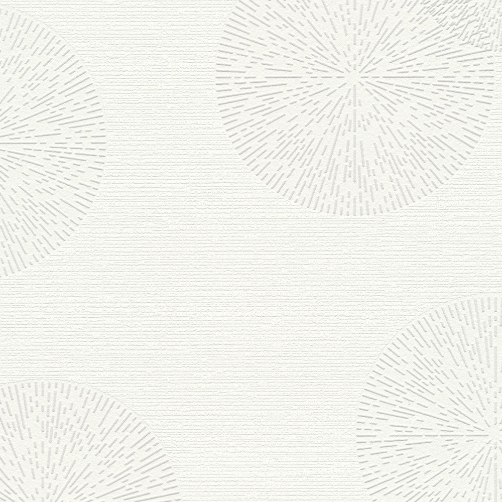             Papier peint structuré avec motif circulaire moderne - blanc
        