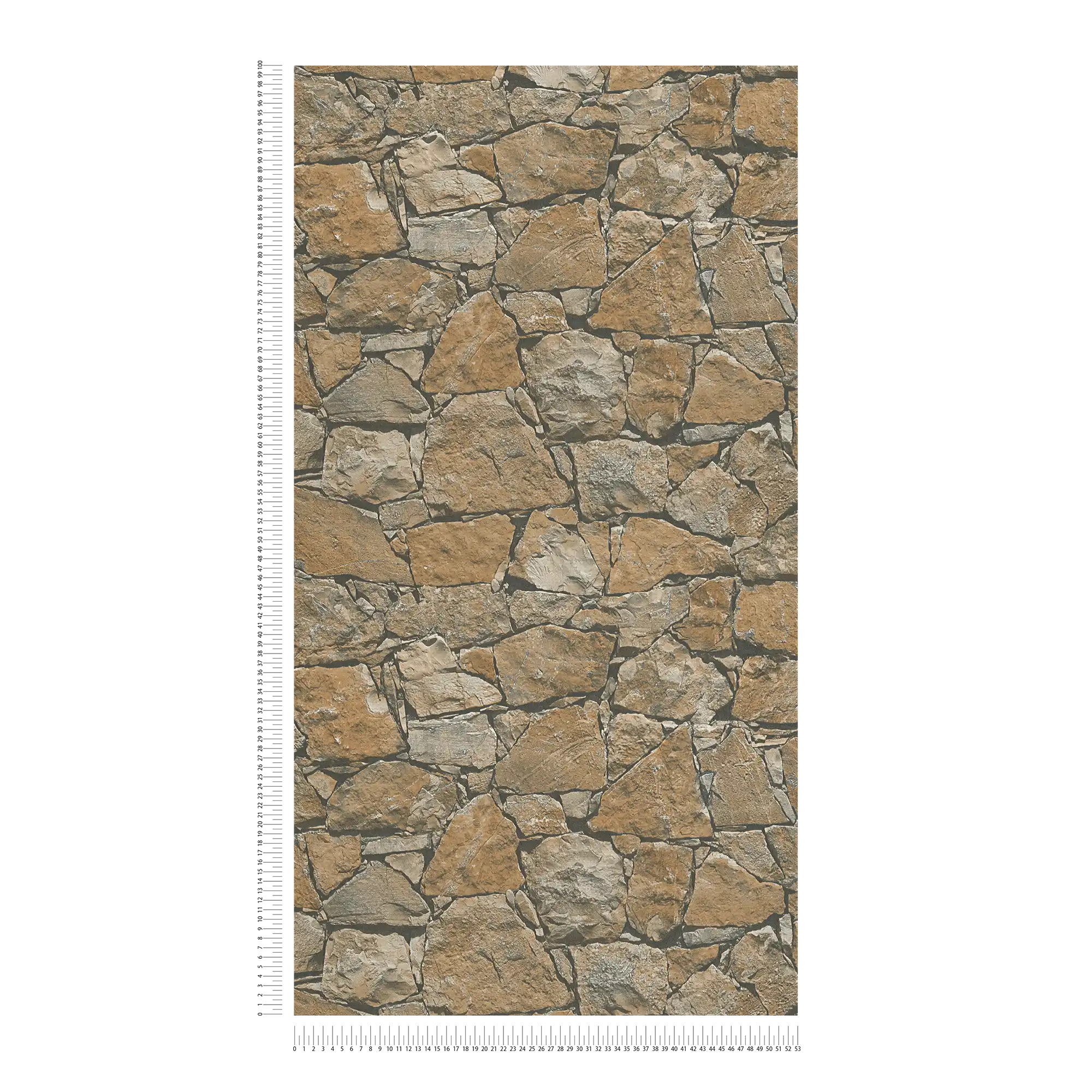            Carta da parati in pietra naturale con aspetto realistico delle pareti - marrone, beige, nero
        