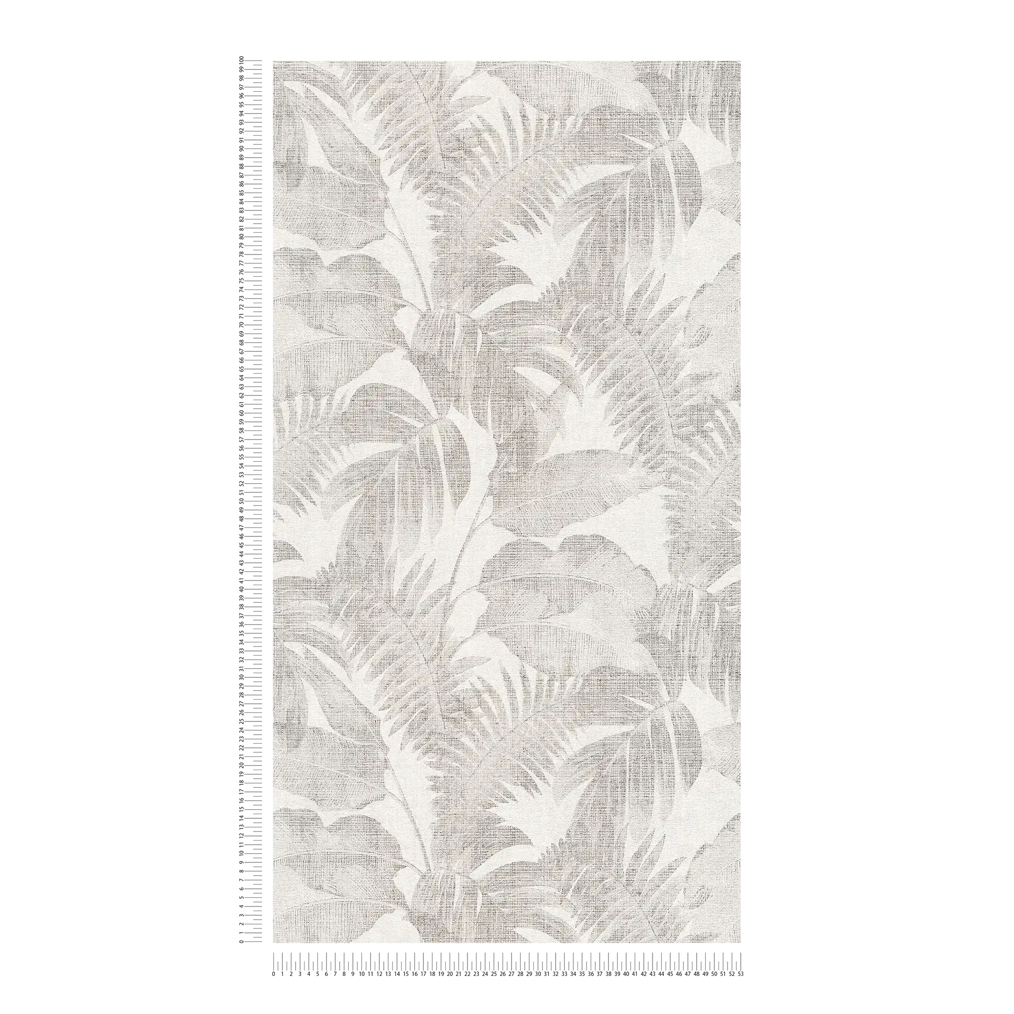             Boho jungle wallpaper with linen look - taupe, cream, beige
        