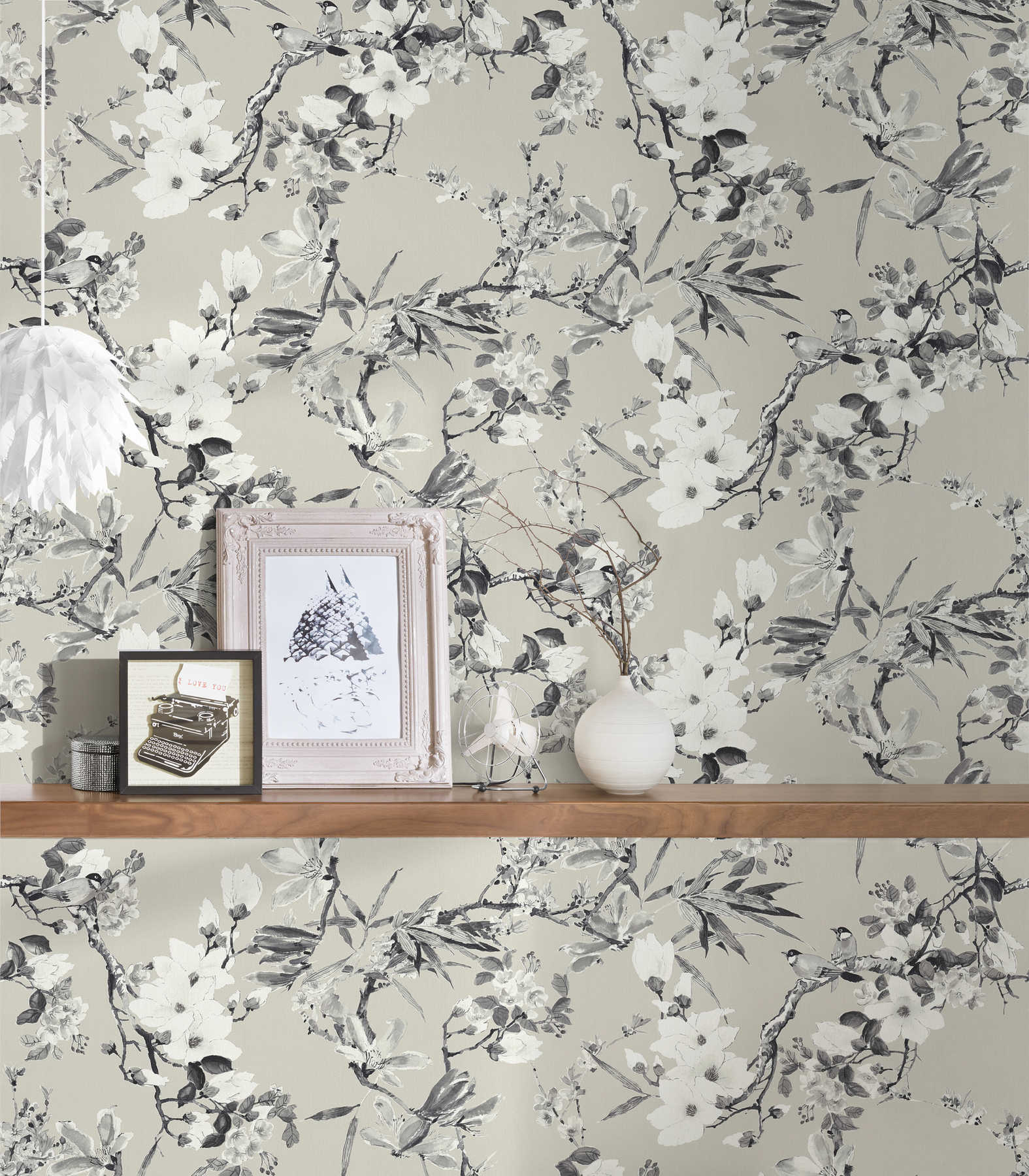             MICHALSKY floral wallpaper in neutral colours - beige, grey
        