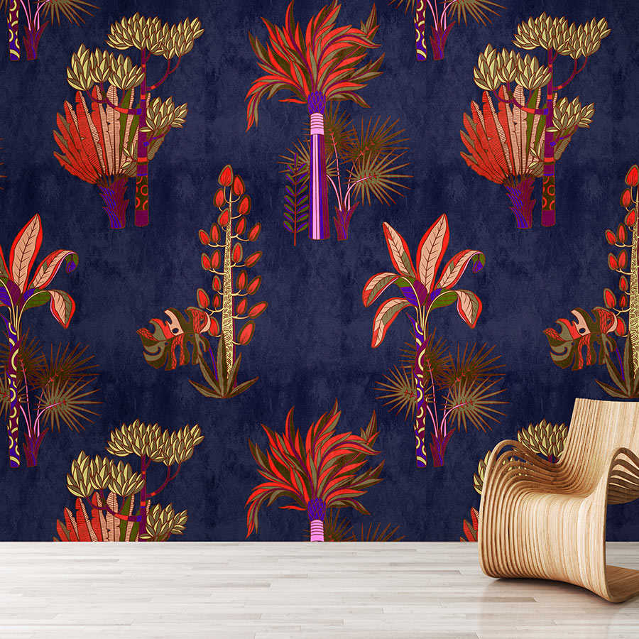 Lagos 2 - Palm Tree Wallpaper African Syle in heldere kleuren
