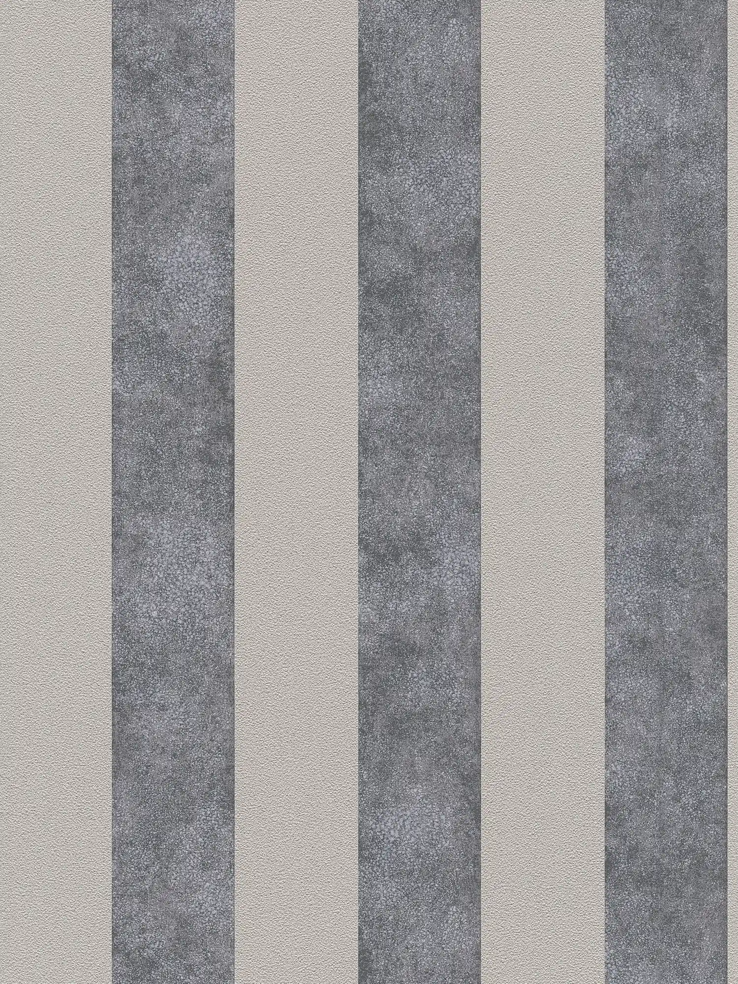 Papel pintado de rayas de color y estructura - negro, gris, beige

