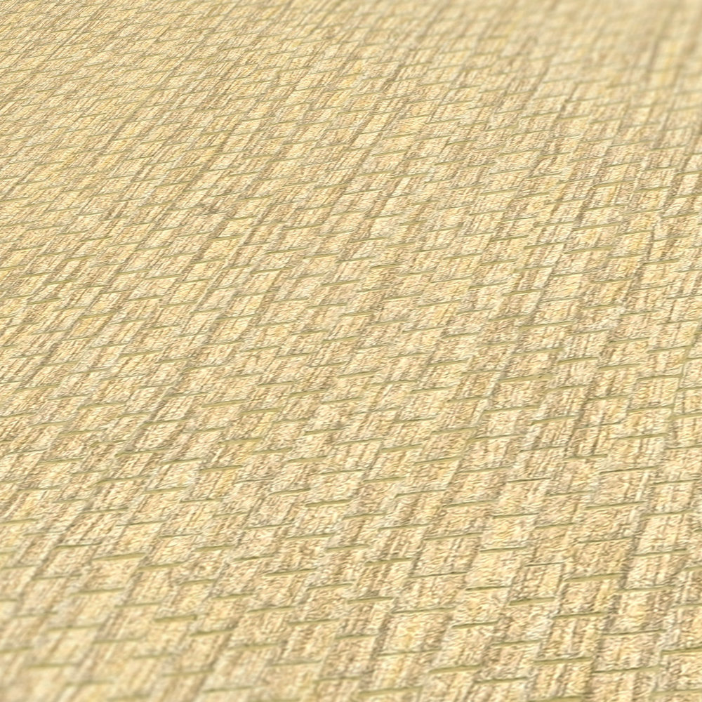             Vliesbehang met raffiadessin - geel, wit
        