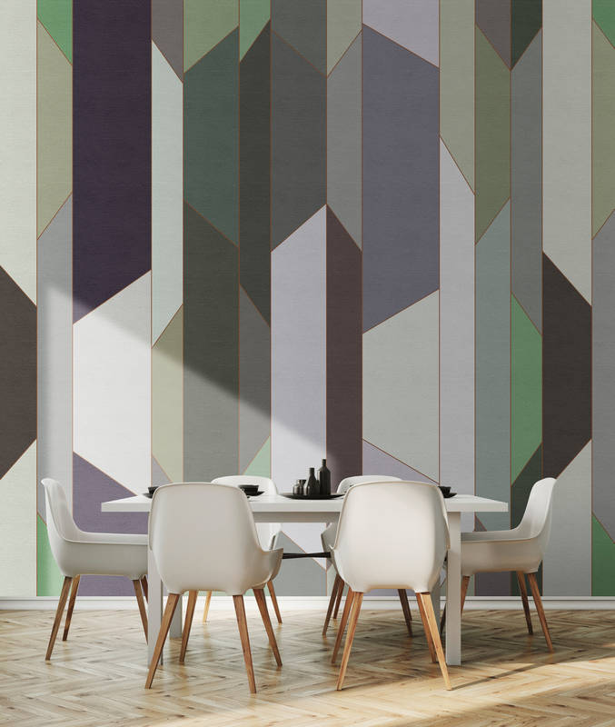             Fold 1 - Retro style stripe wallpaper in ribbed texture - Beige, Cream | Matt smooth fleece
        