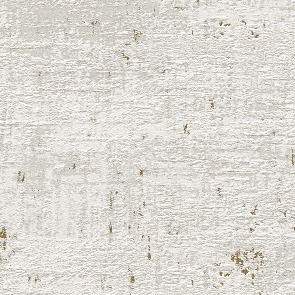             Non-woven wallpaper in used look with gold accents - grey , white, gold
        