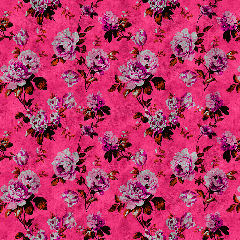 Wild roses 3 - Roses photo wallpaper in retro look, pink- scratch structure - Pink, Red | Matt smooth fleece
