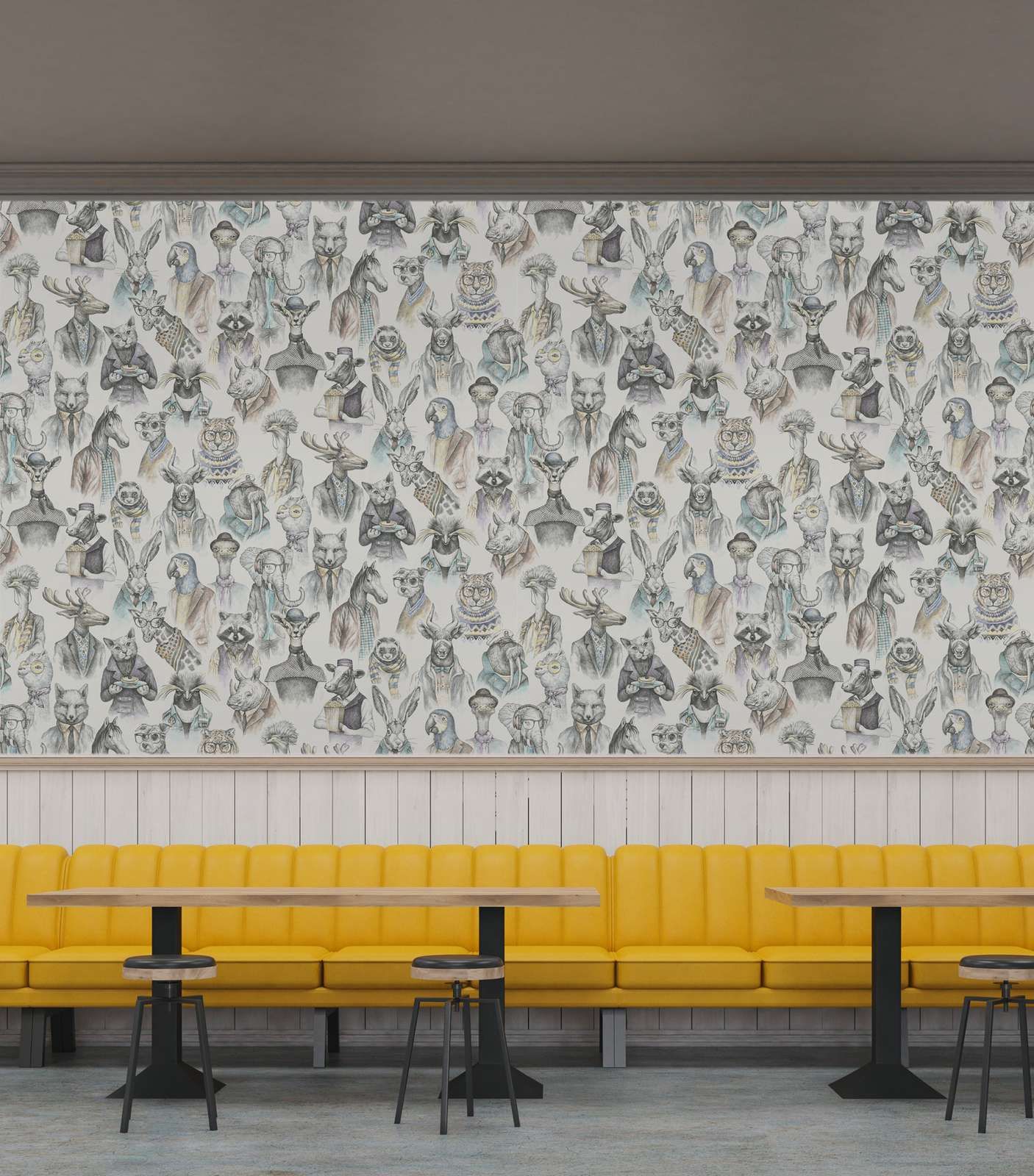             Non-woven wallpaper fabulous animal world by New-Walls - cream, multicoloured
        
