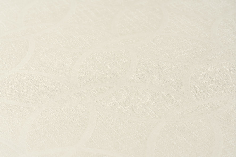             Romig wit behang met helder glanzend patroon & geometrisch design - wit
        