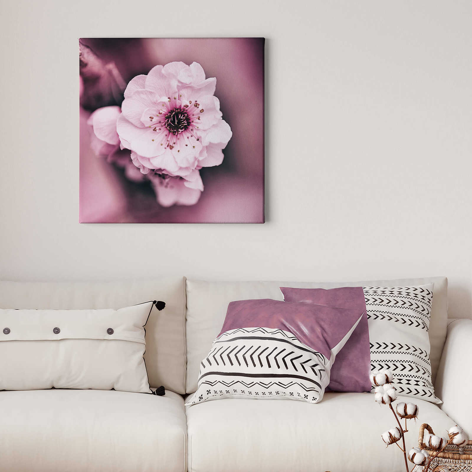             Flowers canvas print pink blossoms detail view
        