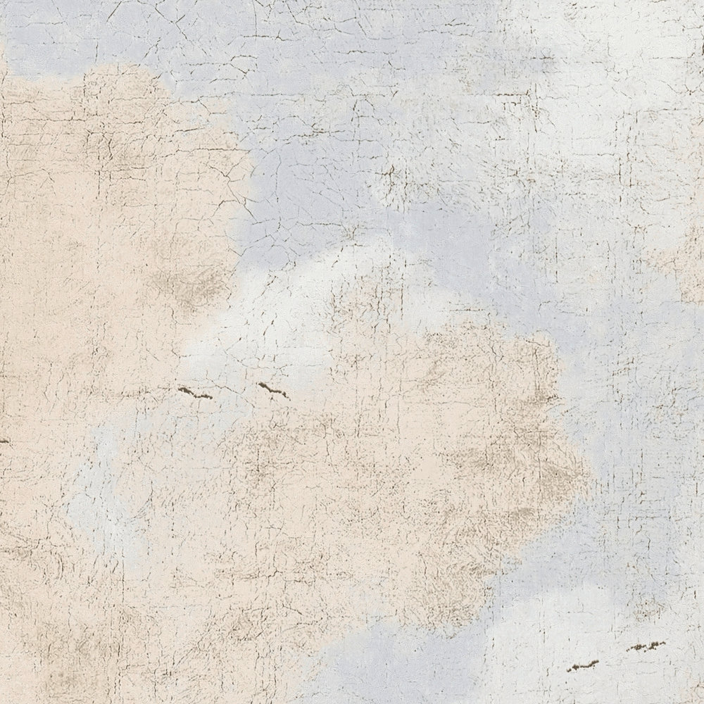             Papel pintado de nubes con aspecto de pintura al óleo - crema, blanco
        