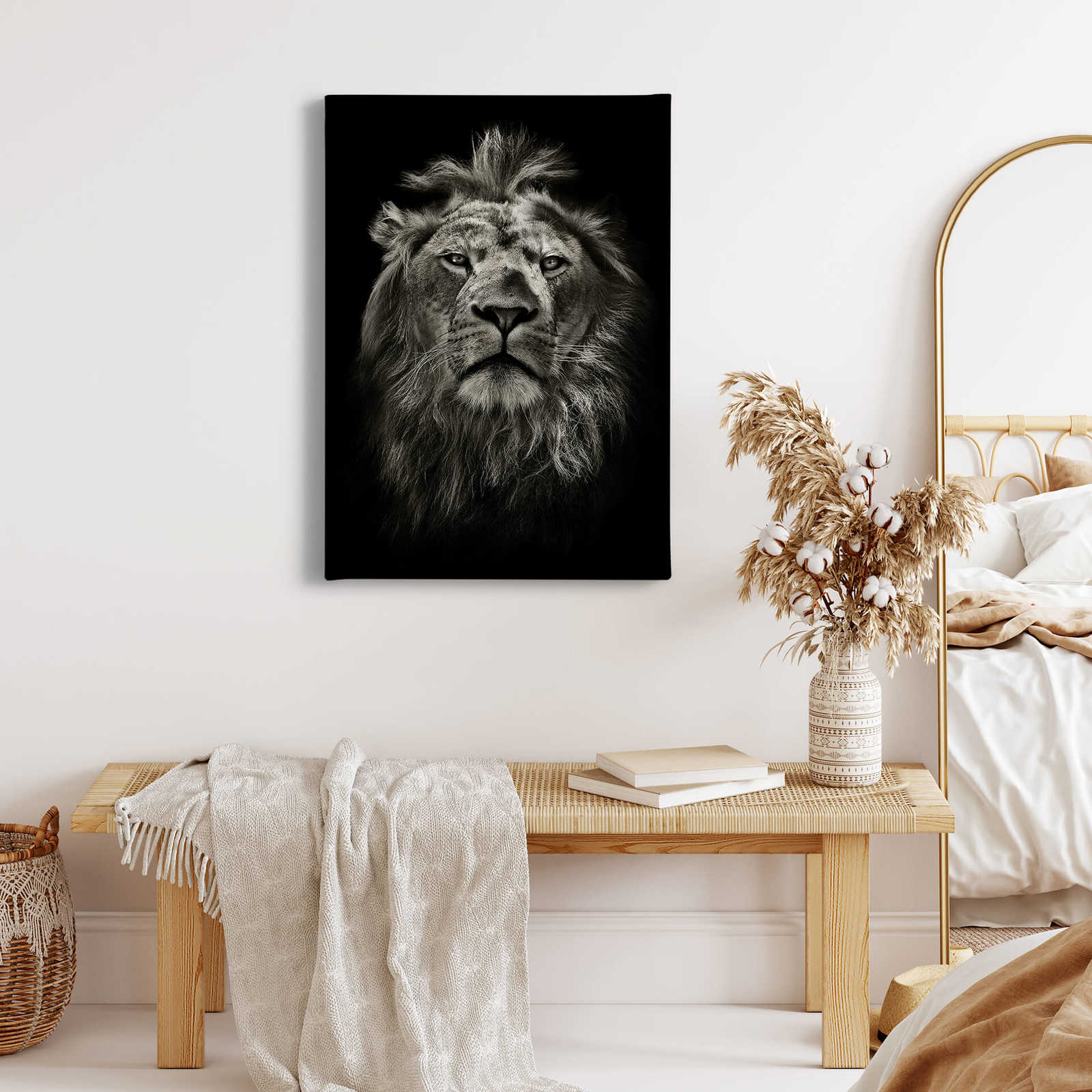             Canvas print Lion portrait – black and white
        