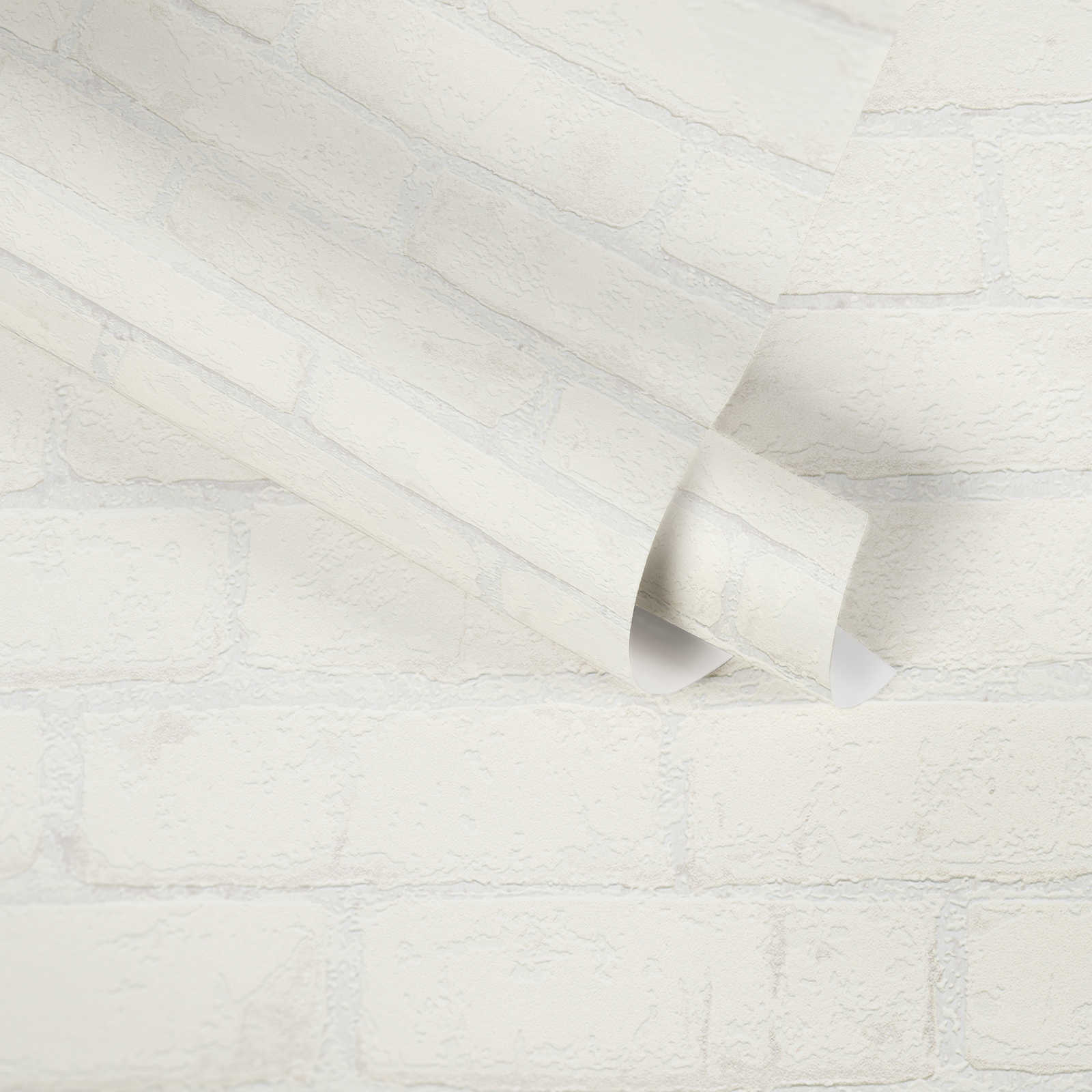             3D stone look wallpaper brick masonry white
        