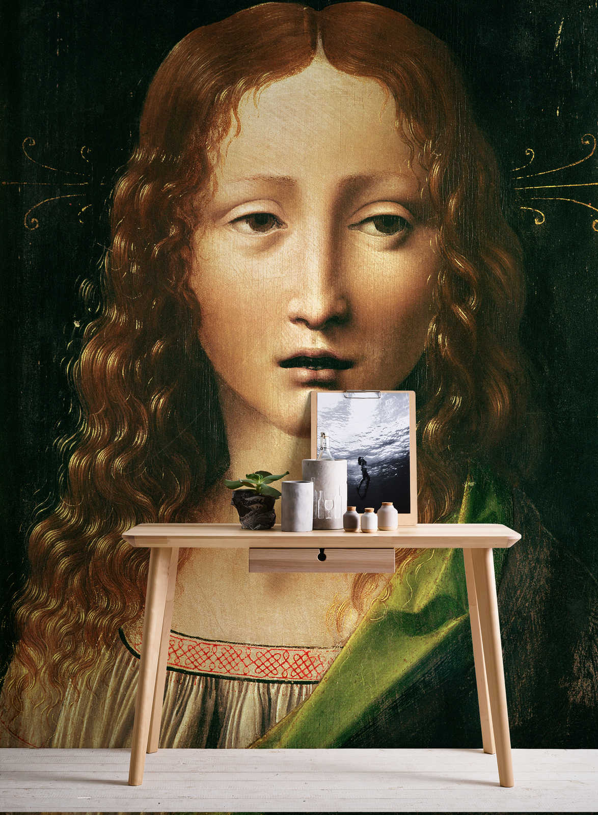             Testa del Salvatore" murale di Leonardo da Vinci
        