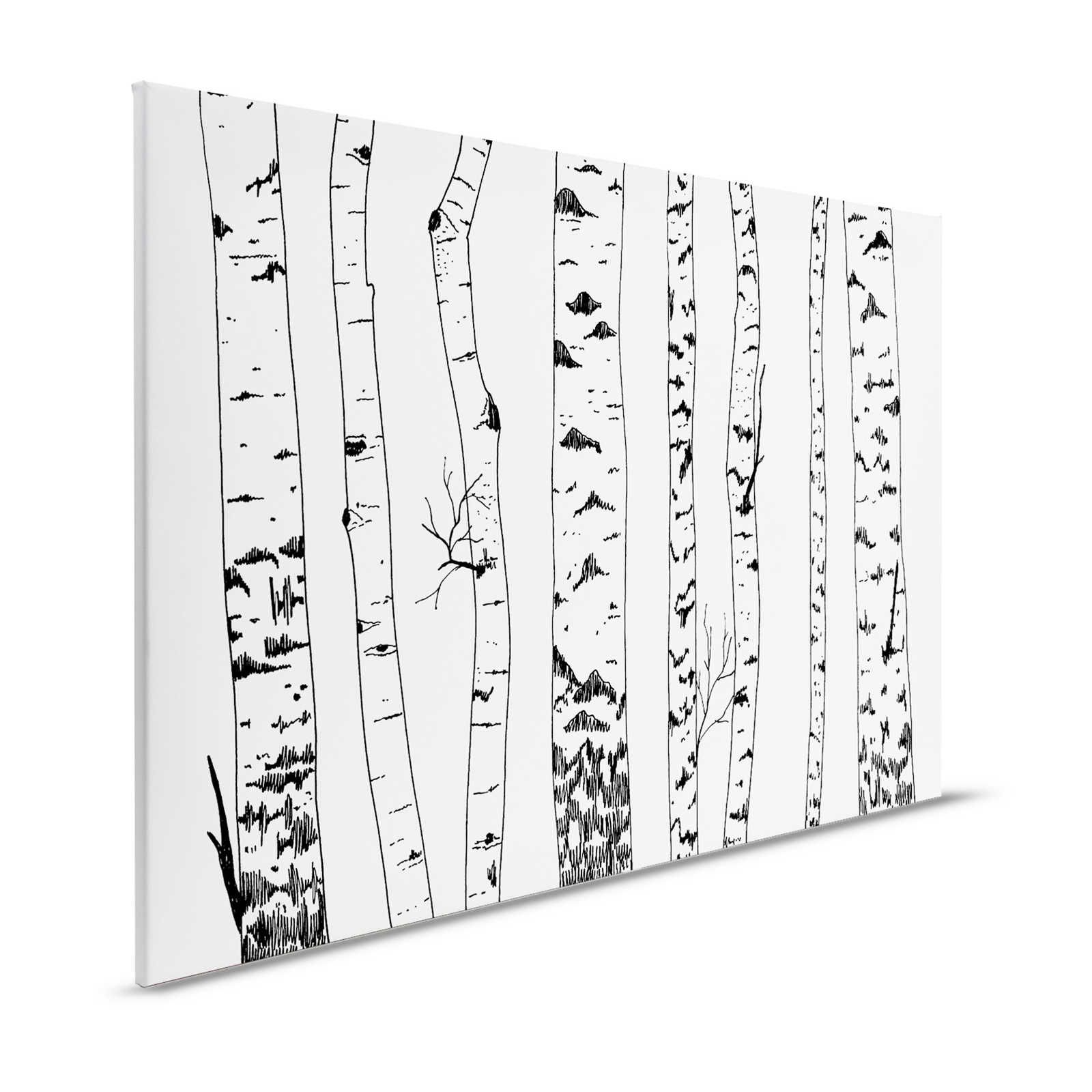 Lienzo dibujado bosque de abedules - 120 cm x 80 cm
