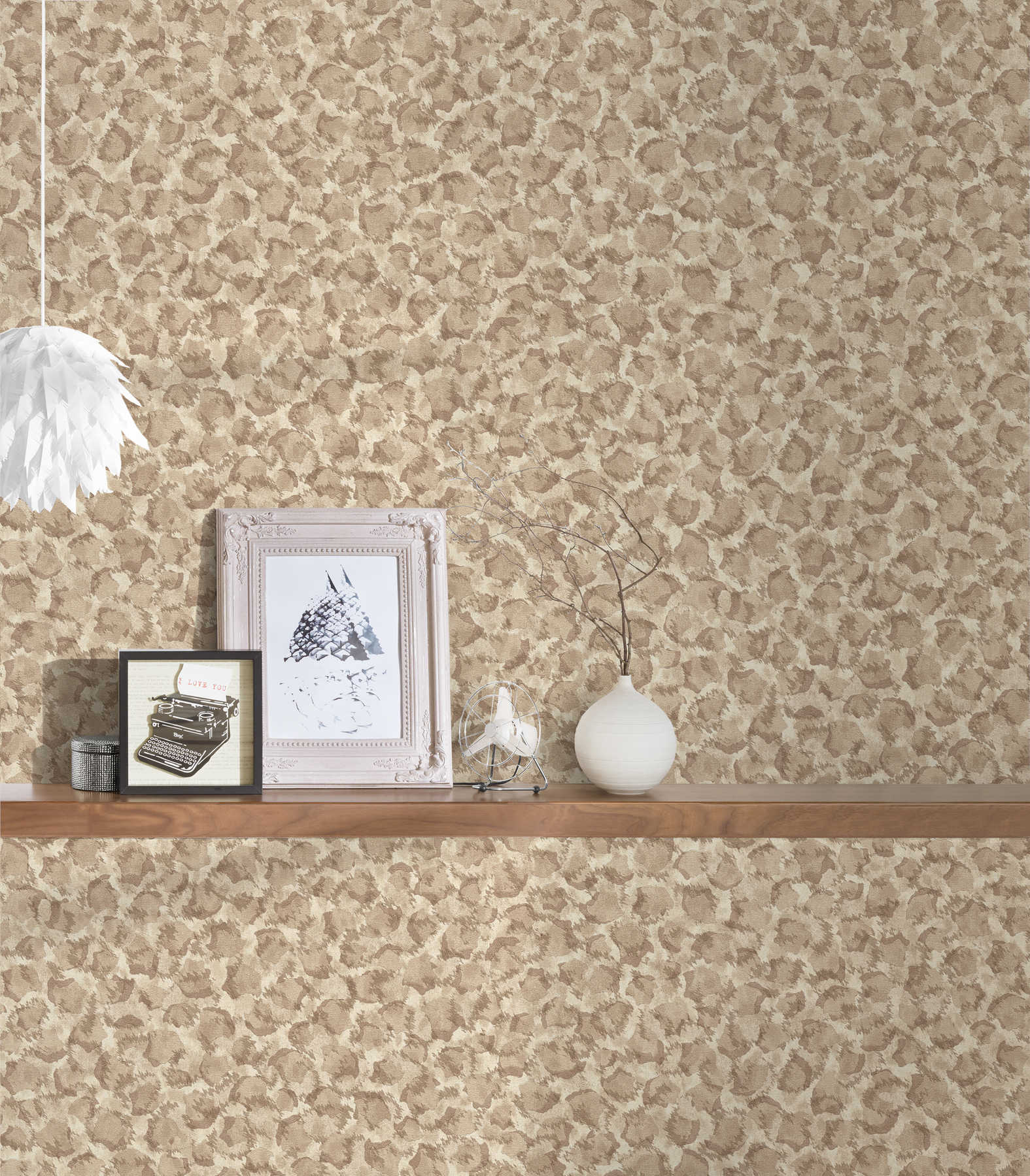             Non-woven wallpaper polka dots in earth tones in Ethnor style - beige, brown
        
