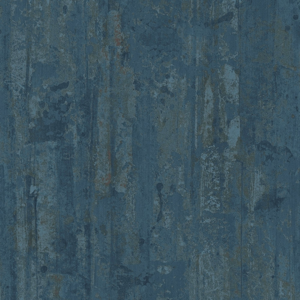             Ethno behang met structuurpatroon in houtlook - blauw
        