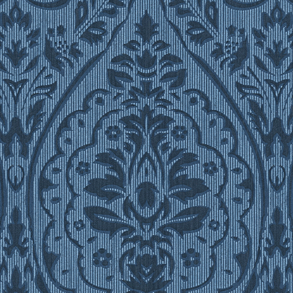             vliesbehang bloemenornamenten - blauw
        