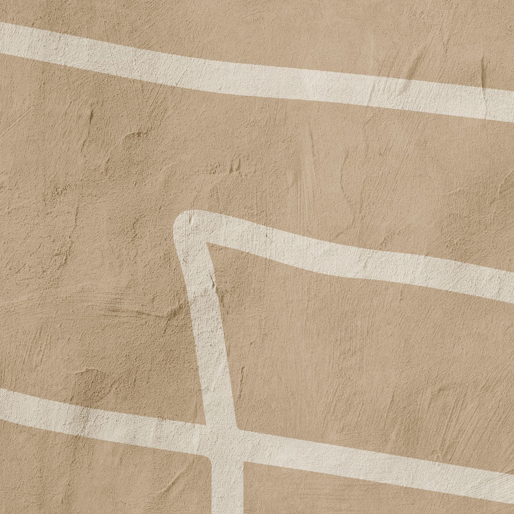             Serengeti 1 - Muurschildering van klei met ethno lijnenpatroon in beige
        