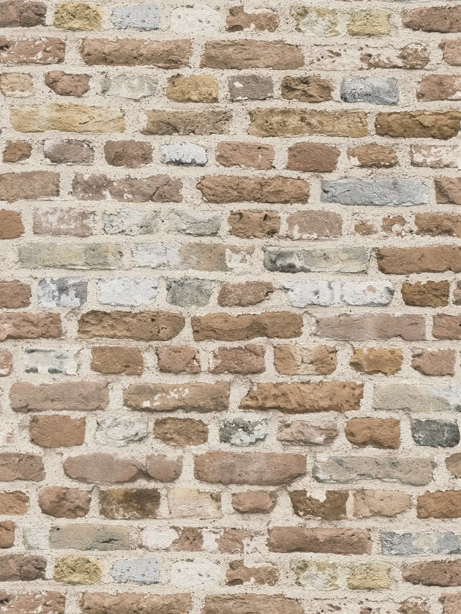 Carta da parati in pietra marrone con ottica per pareti in mattoni - Marrone, grigio
