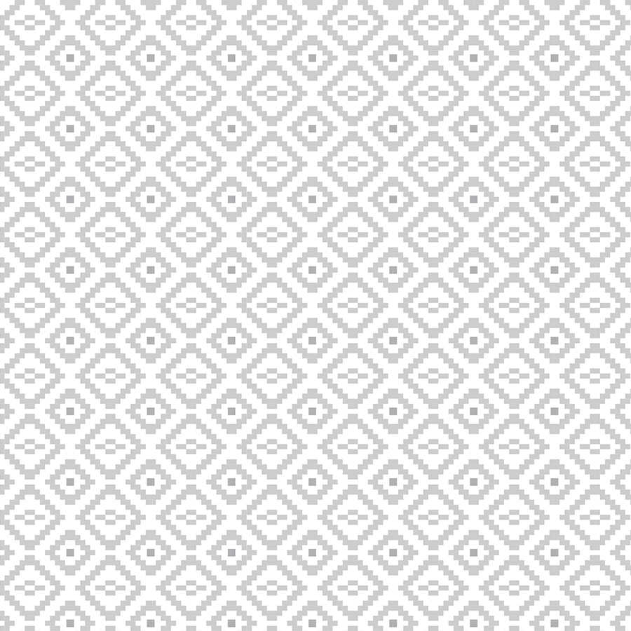 Papel pintado de diseño de pequeños cuadrados con motivos grises sobre vellón liso nacarado
