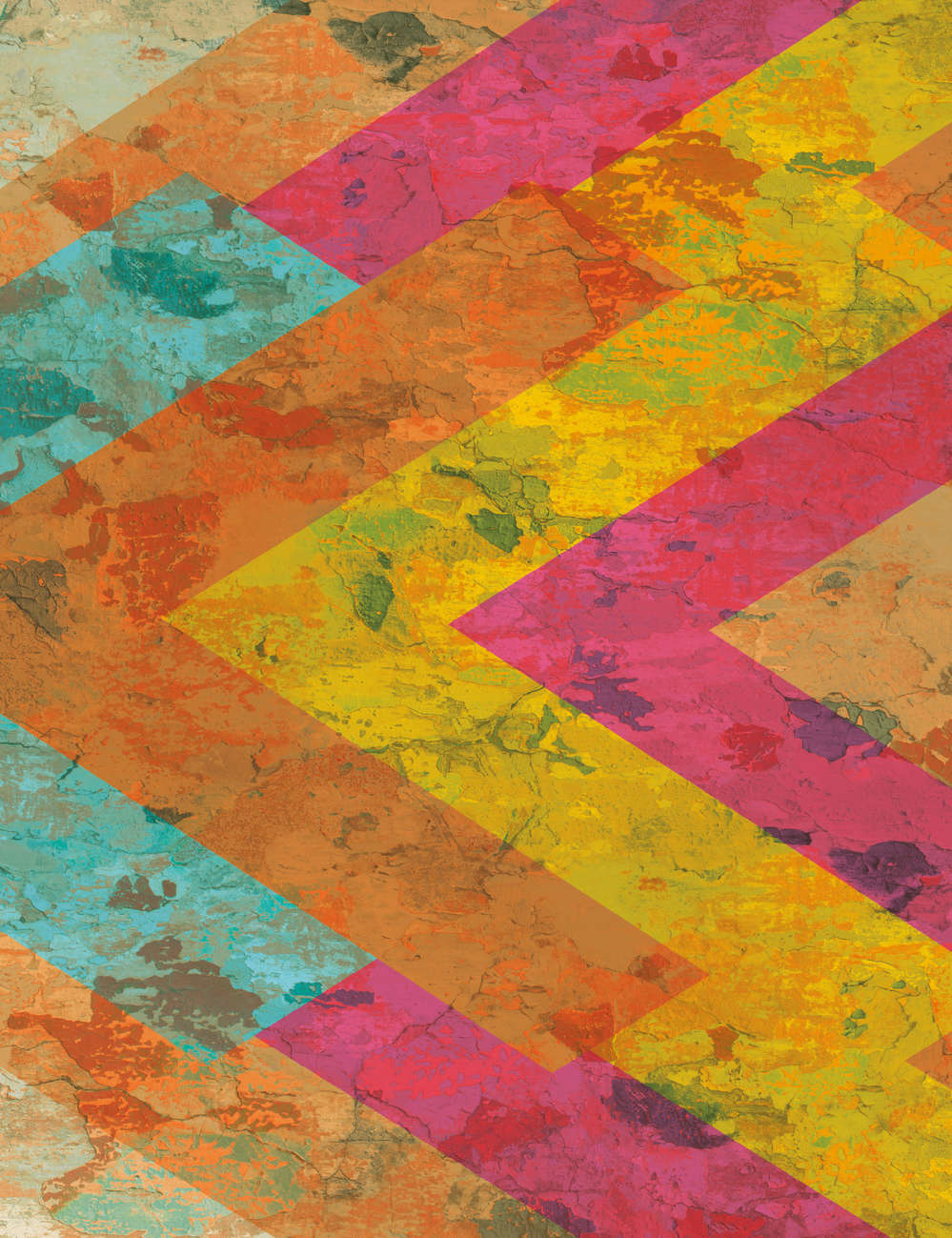             Papel pintado rústico con aspecto de hormigón y rayas de colores
        