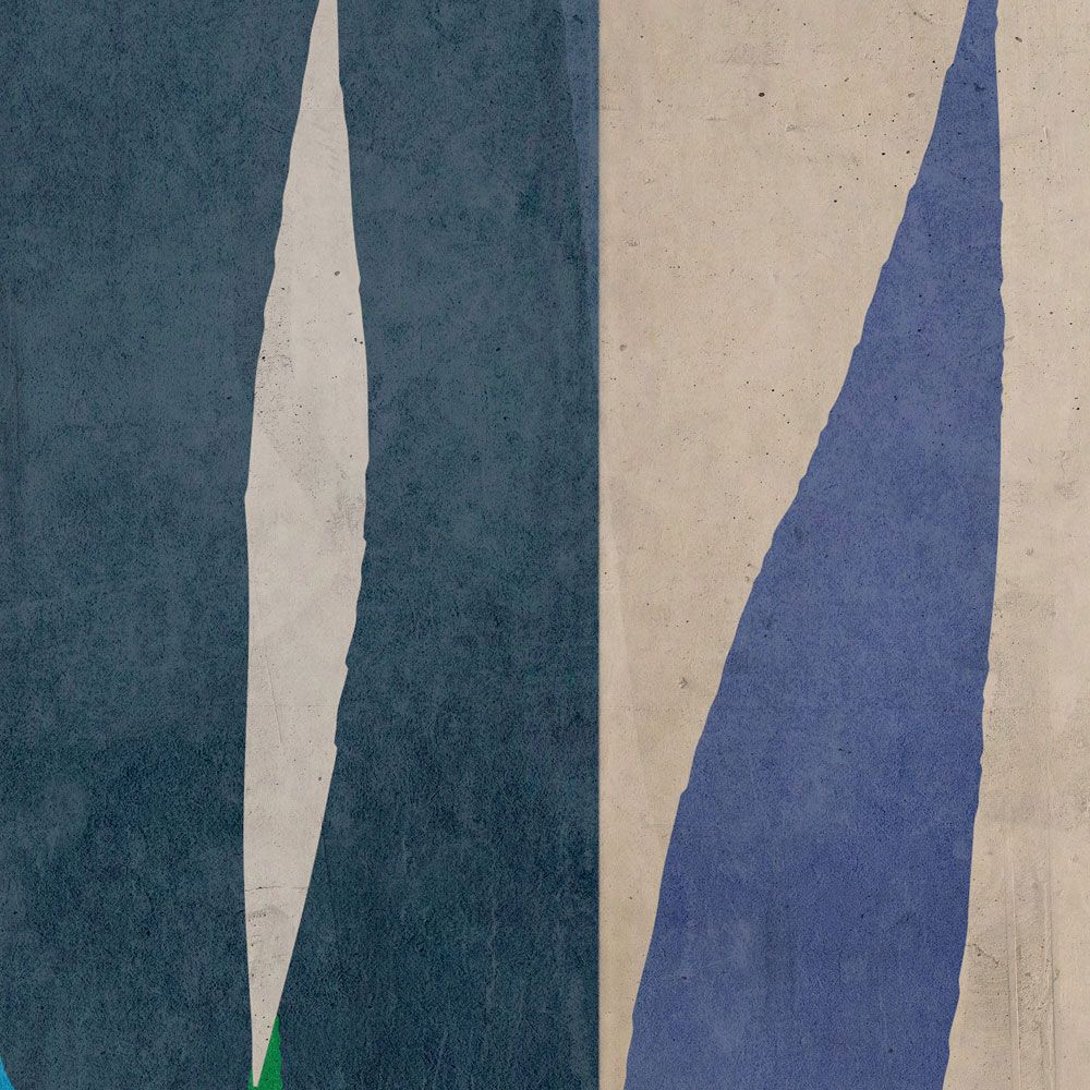             papier peint en papier panoramique »vito« - motif de tigre multicolore sur aspect crépi béton - bleu, vert | Intissé premium lisse et légèrement brillant
        
