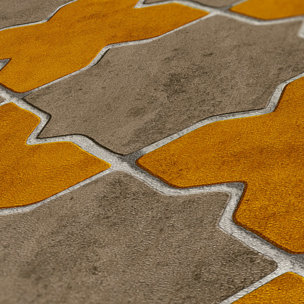             Tile look wallpaper moroccan - yellow, beige, cream
        