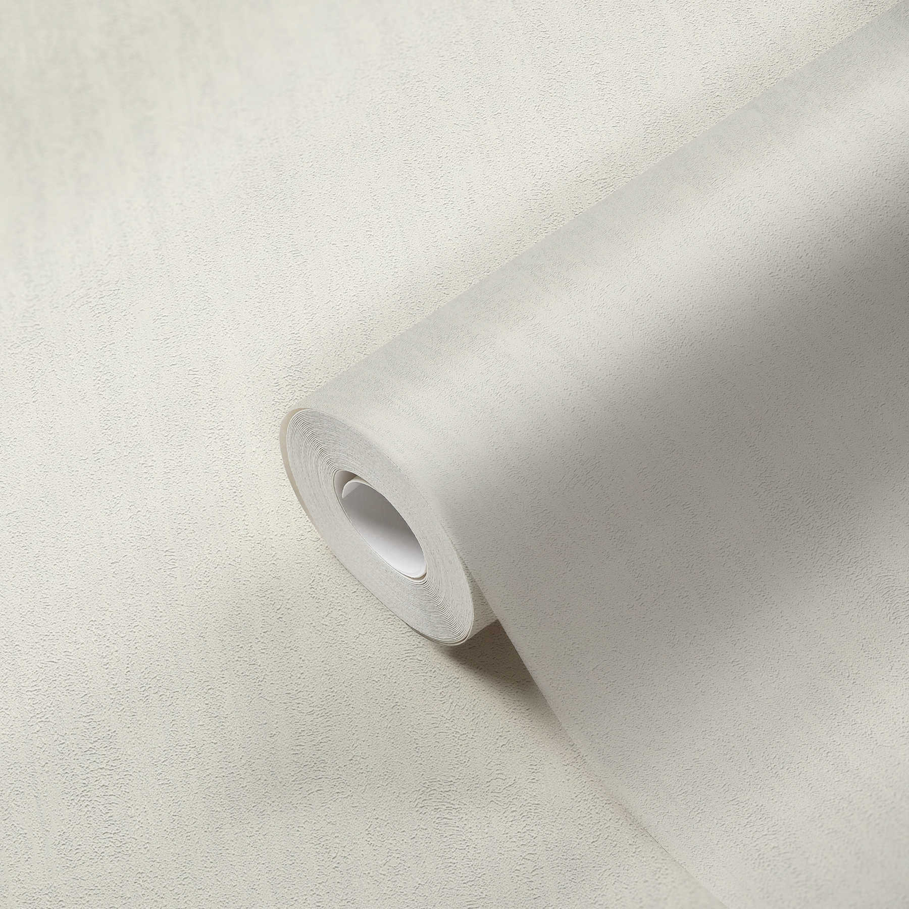             Carta da parati in tessuto non tessuto bianca con motivo a struttura grezza
        