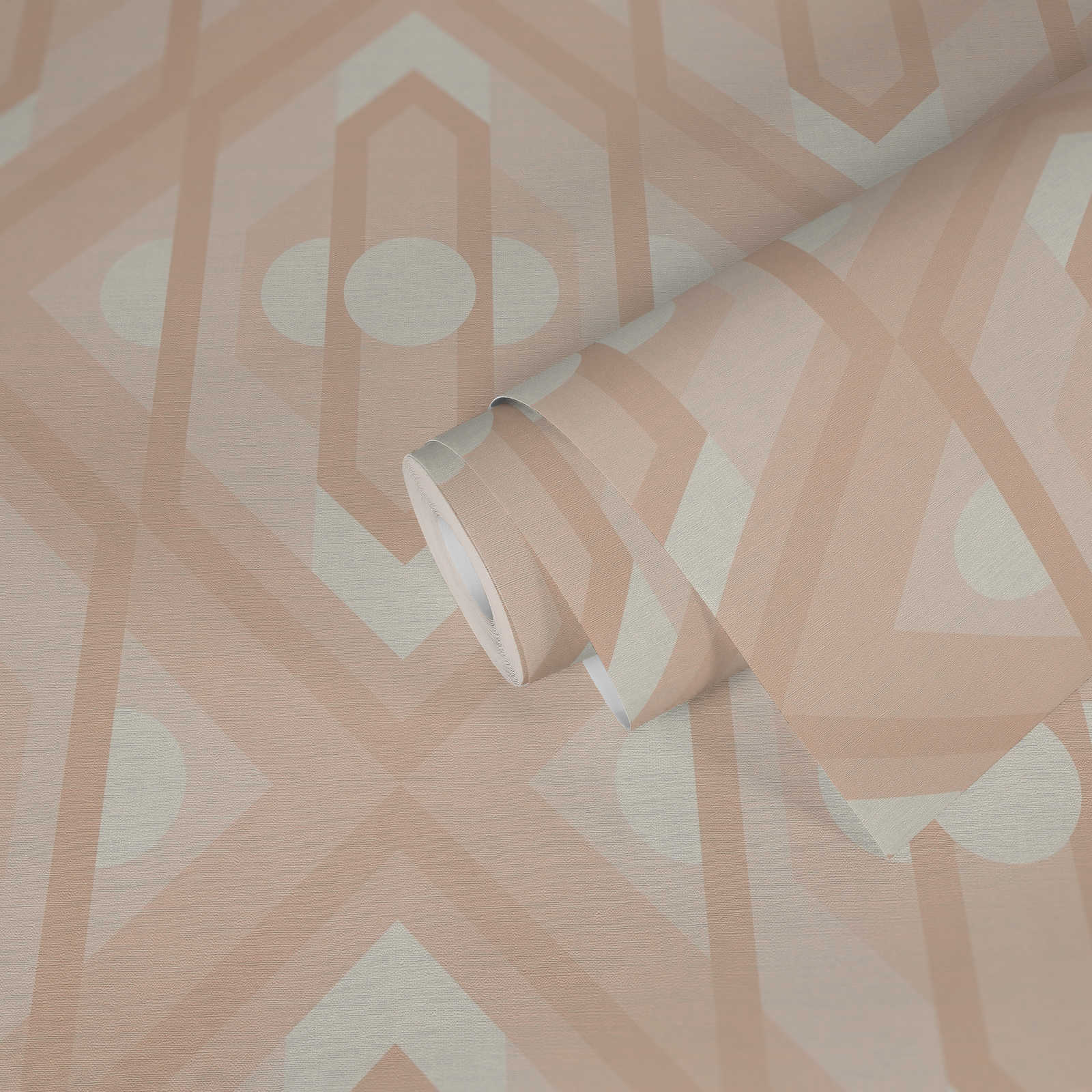             papier peint en papier rétro avec ornements géométriques aux couleurs douces - beige, crème, blanc
        