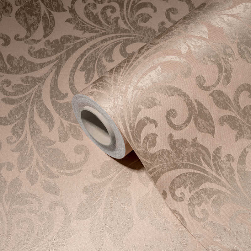             Non-woven wallpaper vines in used style & vintage look - brown
        
