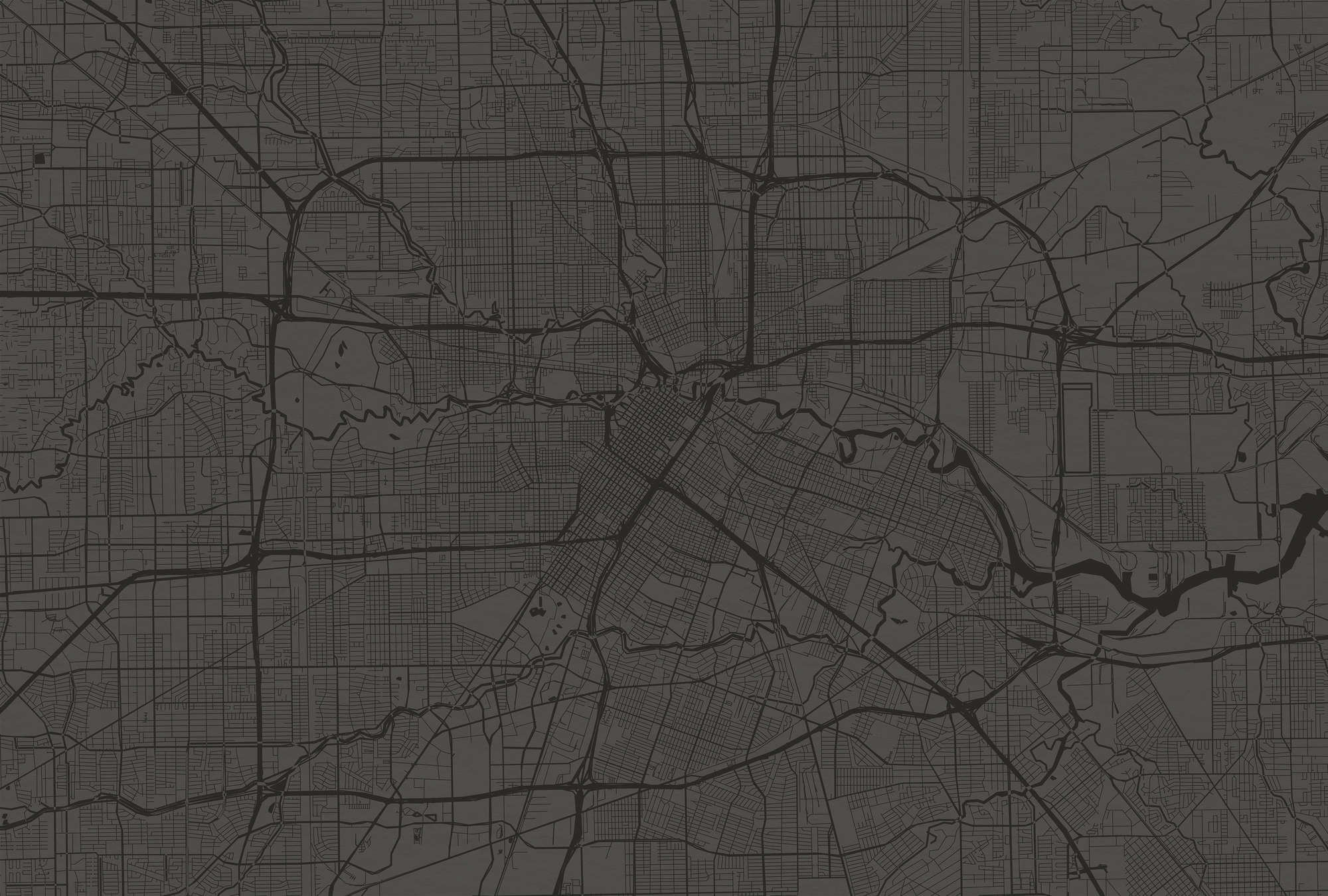             Muurschildering Stadsplattegrond met stratenplan - Zwart
        