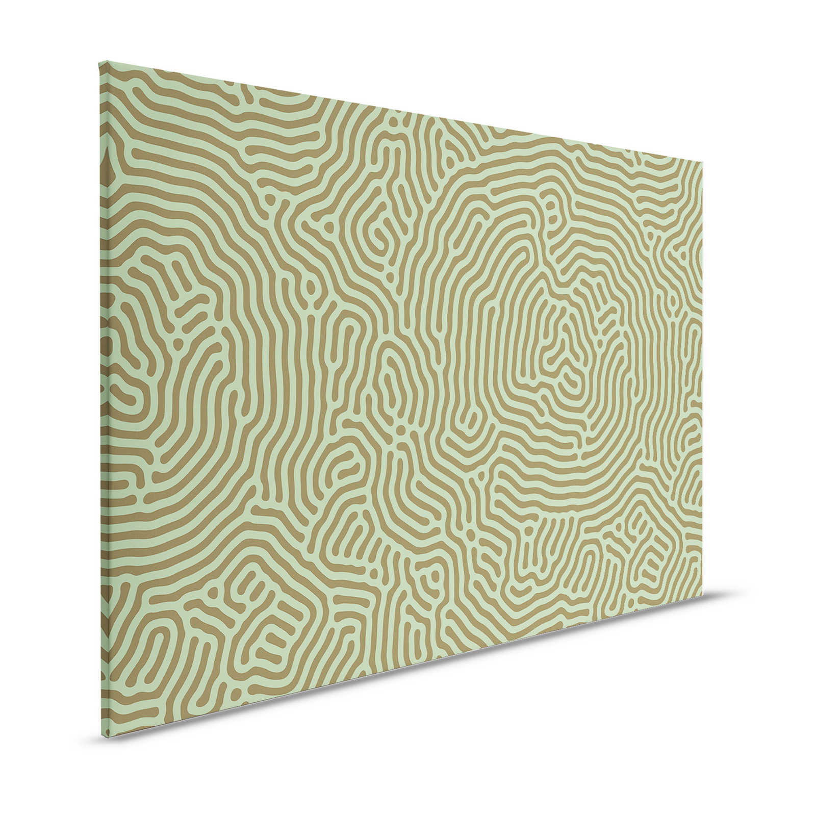 Sahel 1 - Quadro su tela verde con motivo a labirinto Verde salvia - 1,20 m x 0,80 m

