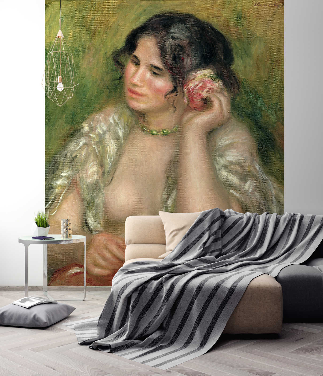             Muurschildering "Gabrielle met Roos" door Pierre Auguste Renoir
        