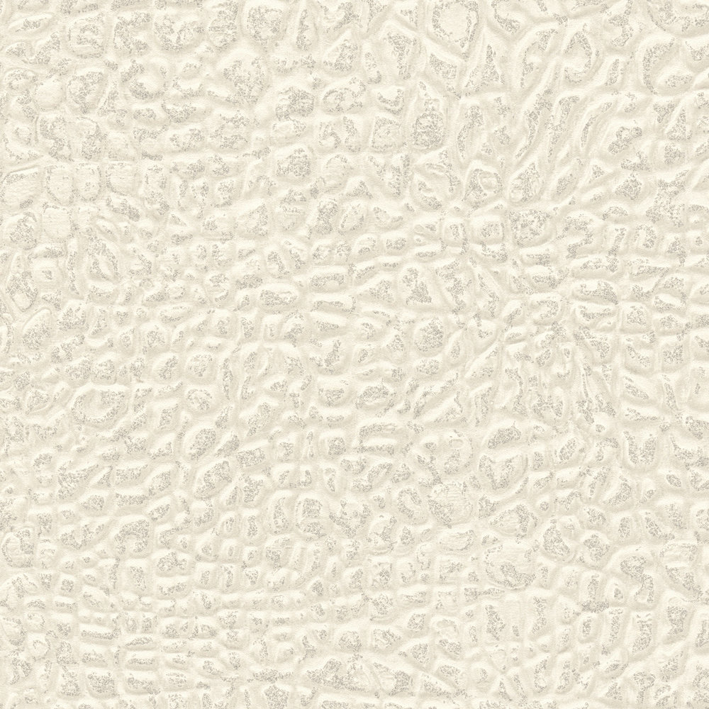             Wallpaper stone pattern & light 3D effect - grey, silver, cream
        
