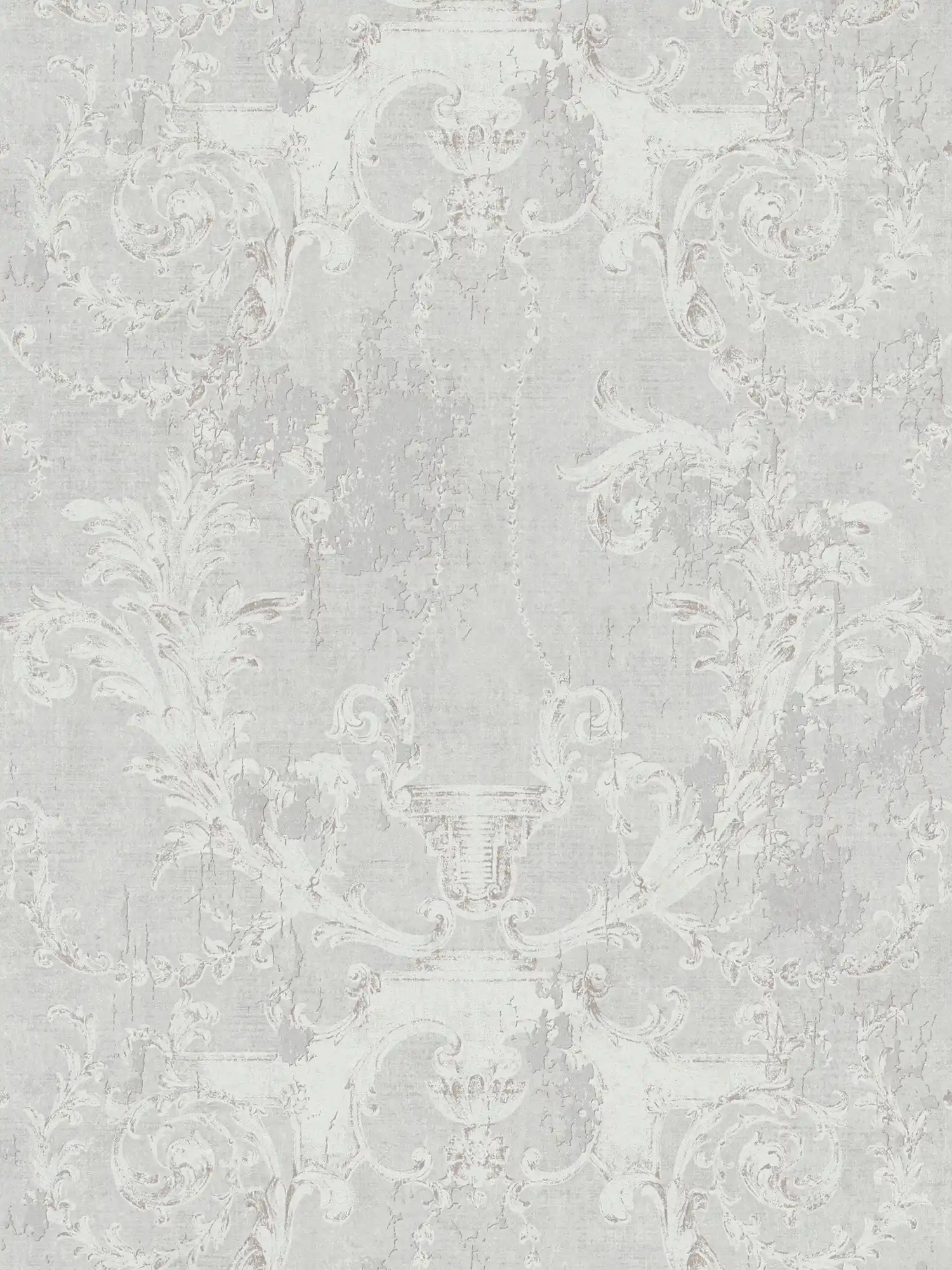 Non-woven wallpaper historical ornaments & used look - grey
