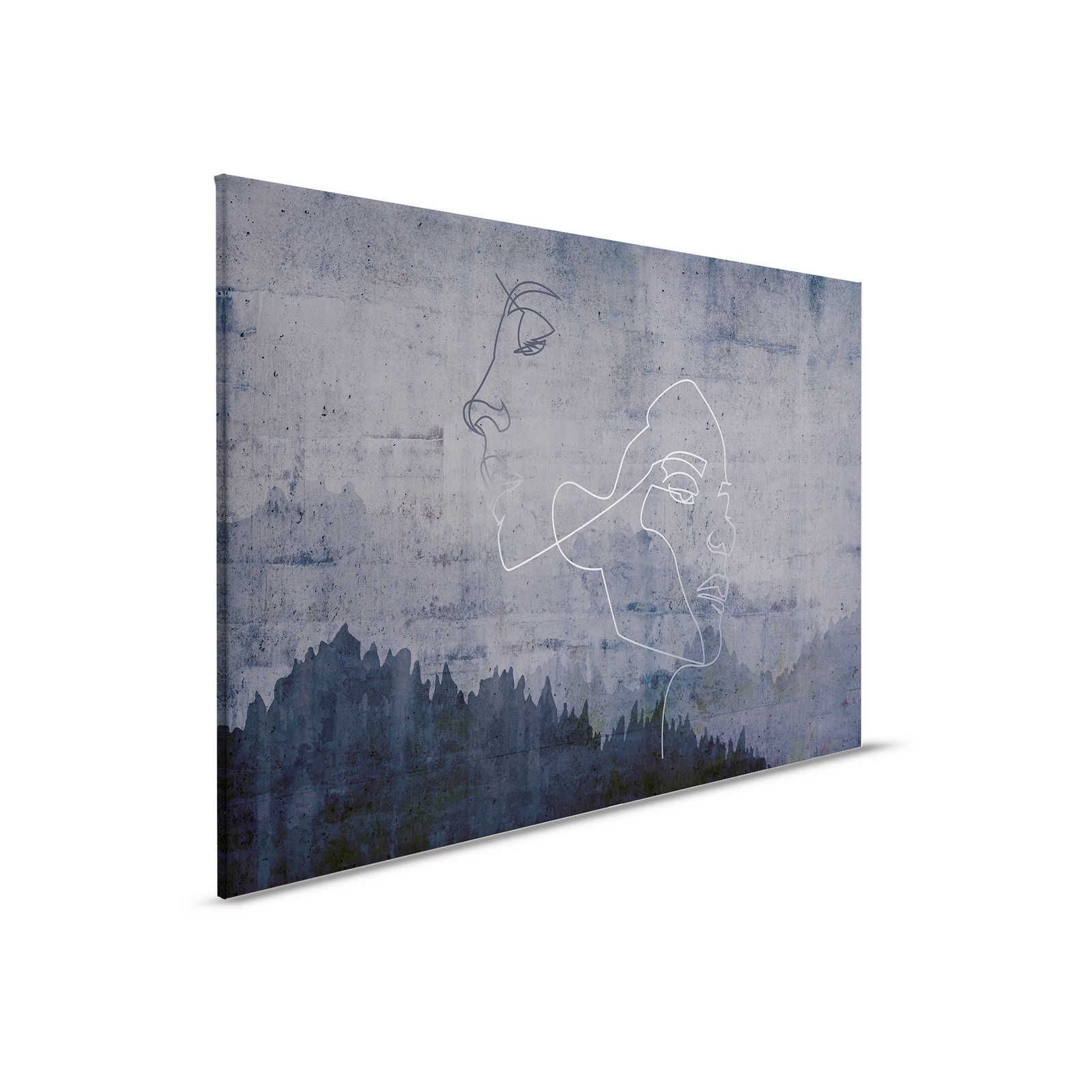         Canvas painting anthracite concrete look & silver line design - 0.90 m x 0.60 m
    
