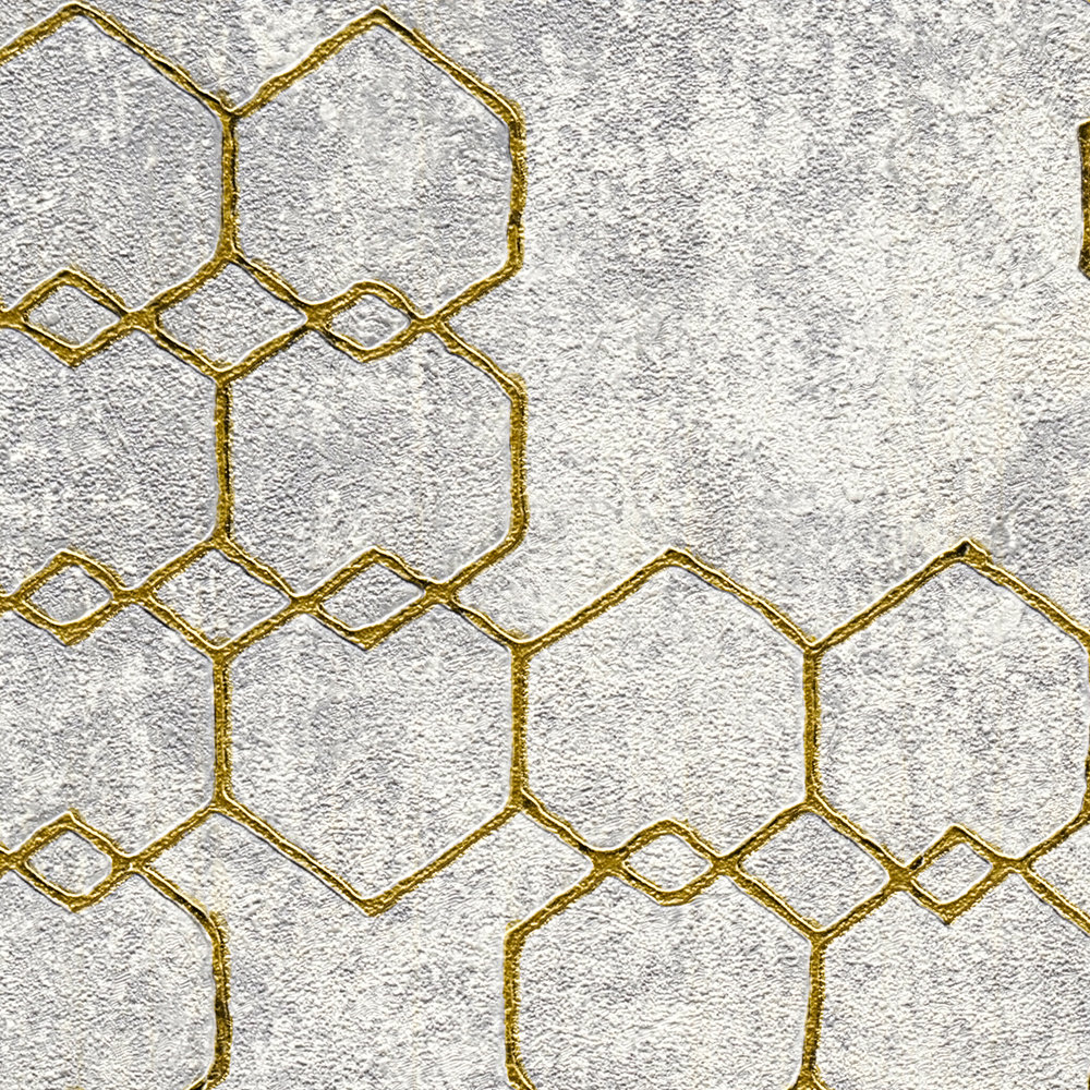             Carta da parati design moderno effetto oro e cemento - grigio, oro
        