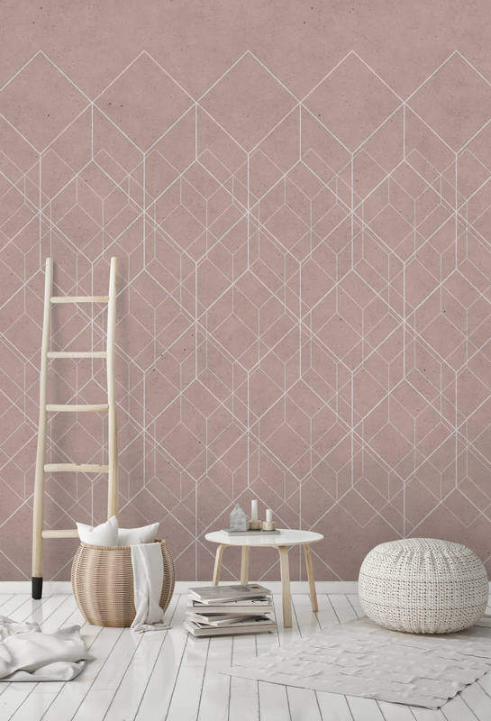             Photo wallpaper geometric pattern - beige, white
        
