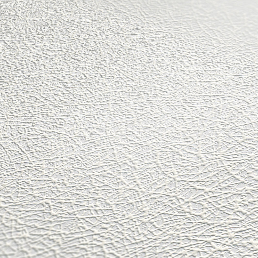             Papier peint blanc structuré avec motif de fibres et aspect tissé - Blanc
        