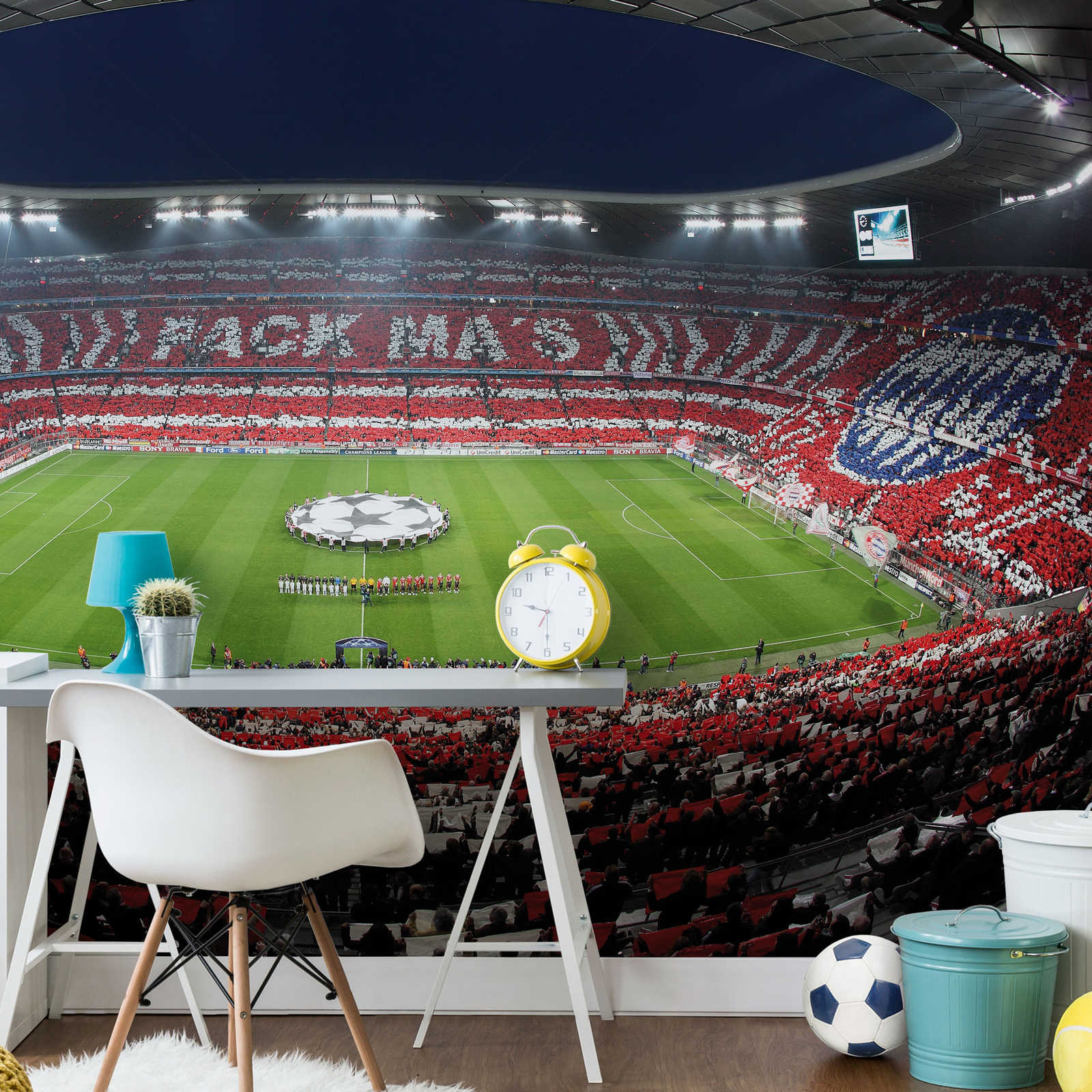             Muurschildering FC Bayern Stadion & Fan Choreografie
        