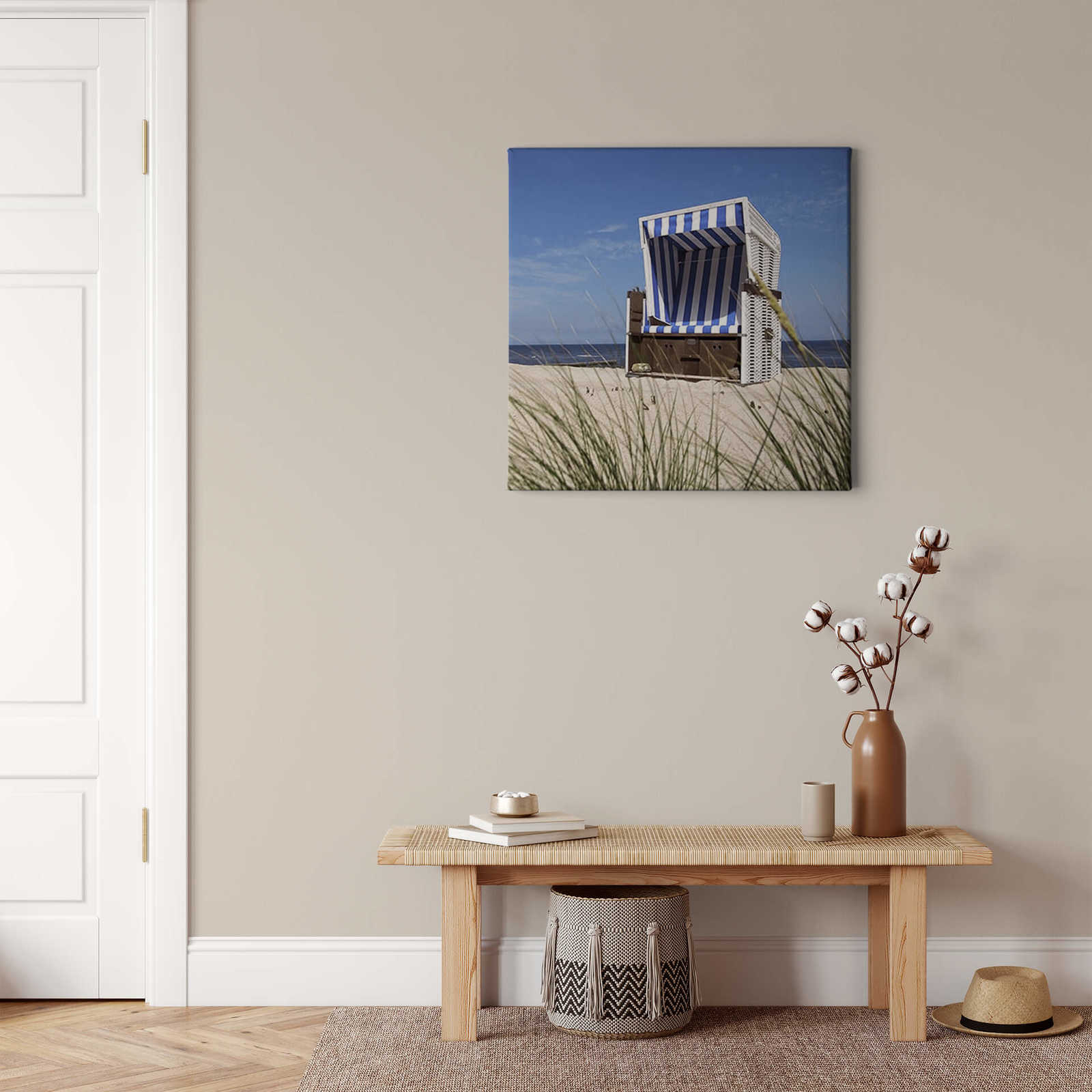             Vierkant canvas schilderij strandstoel - 0,50 m x 0,50 m
        