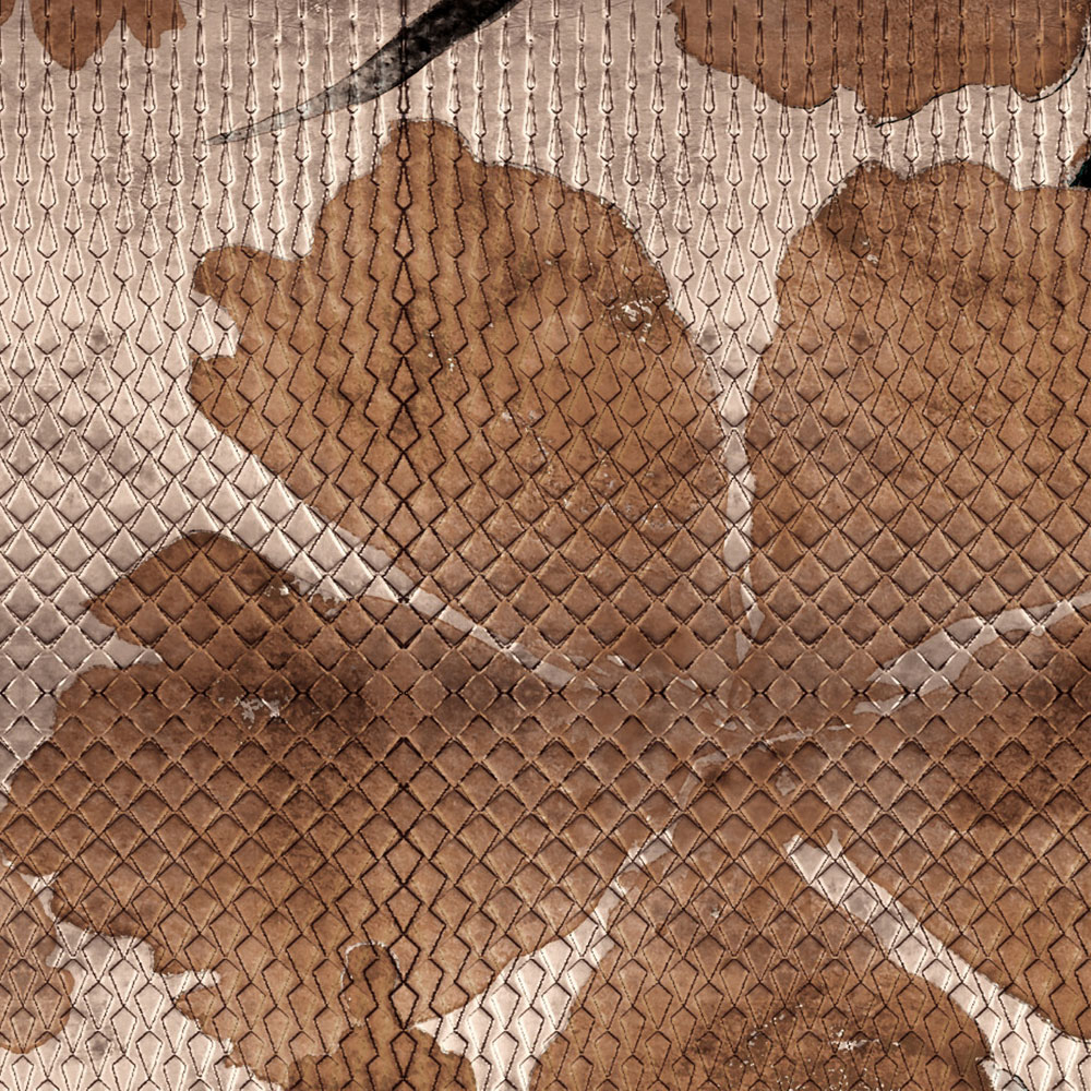             Odessa 2 - Metallic behang met kersenbloesem patroon in koper
        