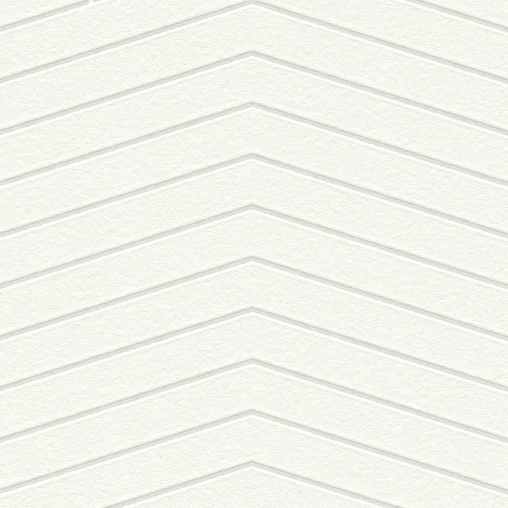            Carta da parati in tessuto non tessuto con disegno a linee, diamanti ed effetto metallico - crema, bianco
        